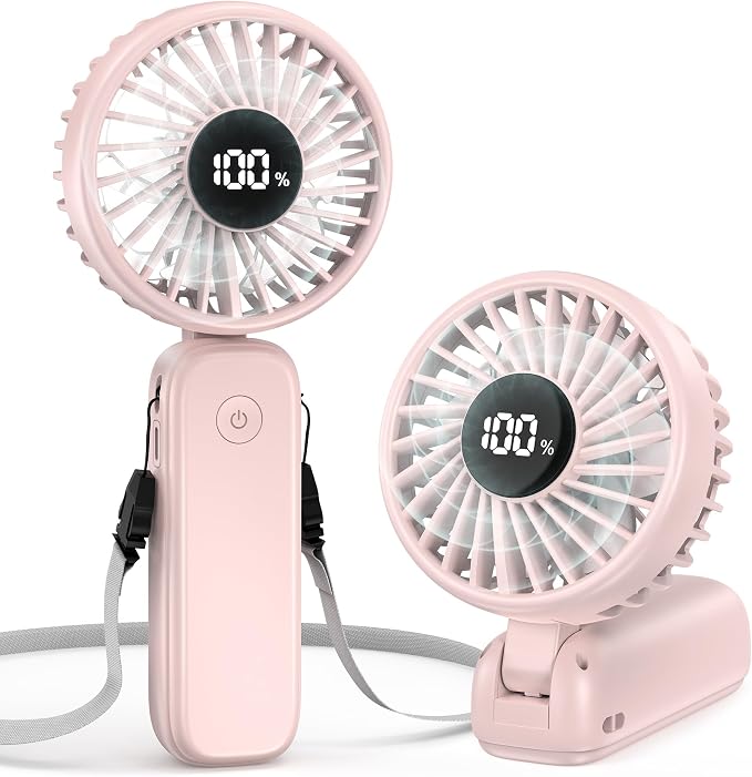 Handheld Fan Foldable, 5000mAh Rechargeable Hand Fans with Powerful Cooling, 4 Speeds, LED Display, Portable Fan for Travel,Concerts,Makeup,Lash,Outdoor Events,Gifts Women by COMLIFE