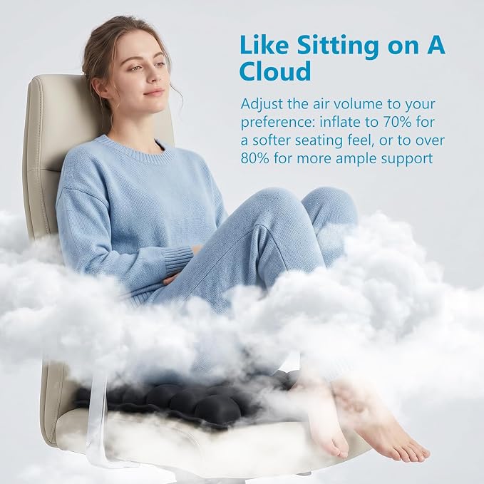 Sondour Travel Cushion, Airplane seat Cushion for Long Flights, Press Type Air Inflatable, 36 Airbags, Portable and Ergonomically Designed Cushions, Inflatable Cushion for Wheelchair, Travel,Driving - Image 4