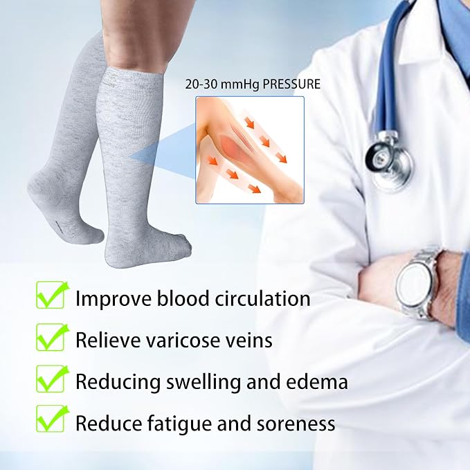 LEVSOX Viscose Made from Bamboo Compression Socks for Pregnant Women 20-30 mmHg Knee High Cute Mens Supports Socks for Travel - Image 6