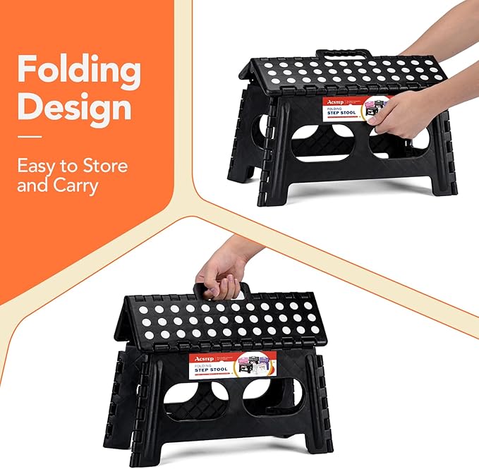 9 Inch Folding Step Stool, 15 Inch Extra-Wide, 300 lbs, 2 Pack | Non-Slip Heavy Duty Foldable Step Stool for Kids and Adults, Extra-Wide for Comfort and Stability, for Bathroom and Kitchen - Image 5