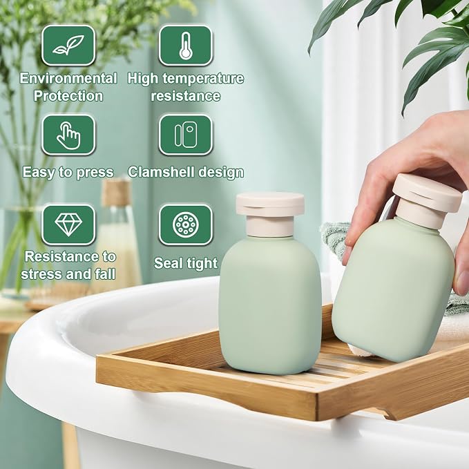 3.4 oz Small Plastic Travel Shampoo Bottles, Empty Plastic Squeeze Bottles with Flip Cap for Toiletries, Leakage-proof Travel Shampoo and Conditioner Bottles (4 pack, Green) - Image 5