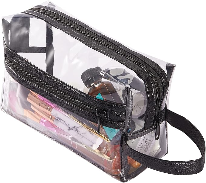 Heavy Duty Clear Travel Toiletry Makeup Bags Transparent Shaving Bag Water Resistant Cosmetic Bag Organizer Pouch with Zipper and Handle - Image 3