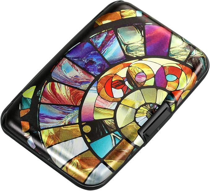RFID Aluminum Wallet Credit Card Protector Case Holder for Men Women | Mini RFID Aluminum Wallet Credit Cards Holder Business Card Case Metal ID Case for Men Women (Colorful Glass) by ELFISH