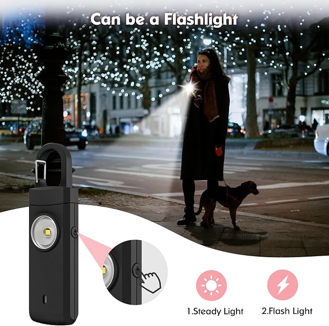 Rechargeable Personal Alarm for Women - 2 Pack Christmas Birthday Gifts for Women, Daughter, College Student, Teen Girl, Night Workers, Elders, Kids, Siren Alarm, USB Charging, Aqua&Black - Image 4