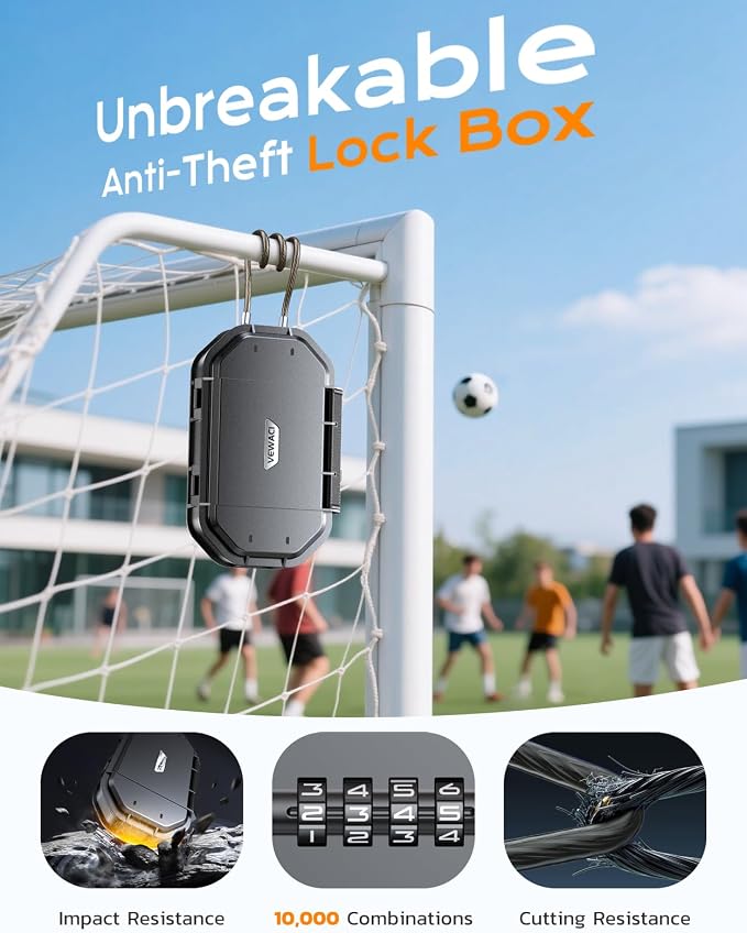 Portable Travel Safe Lock Box Waterproof & Durable, 4-Digit Combination Anti-Theft Personal Beach Safe with Removable Steel Cable, Small Security Case Lock Box for Beach/Travel/Hotel/Dorm - Image 2