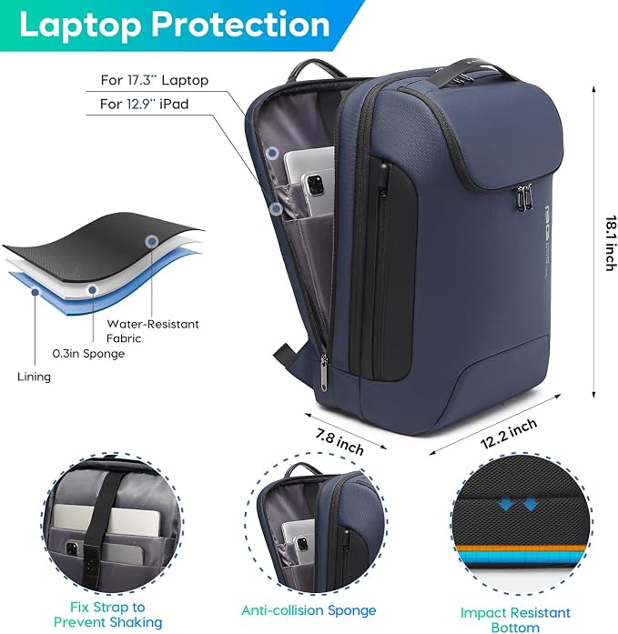 BANGE Laptop Backpack for 17.3Inch Notebook,Waterproof Travel Backpacks,High Tech Backpack with Water Bottle, Business Backpacks for Men and Women - Image 2