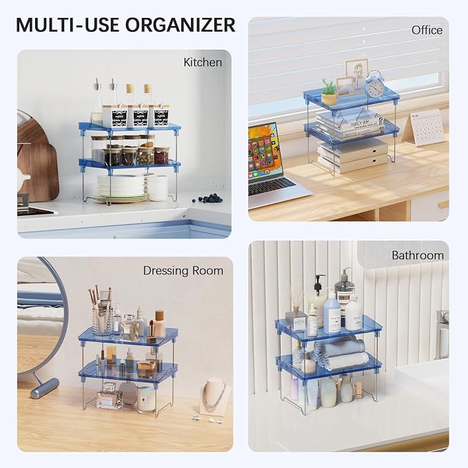 STARLATTA Acrylic Cabinet Organizer Shelf,2 Pcs Stackable Kitchen Counter Shelves,Spice Rack,Countertop Organizers,Clear Plastic Storage Organization for Makeup, Bathroom,Cupboard,Desk,Pantry - Image 6