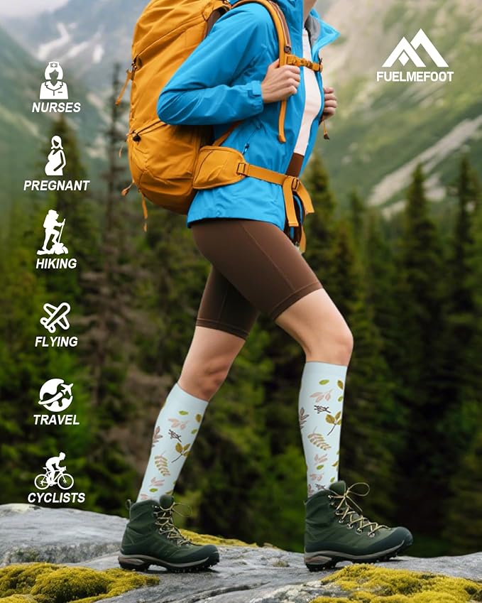 6 Pairs Compression Socks for Women & Men 15-20mmHg Knee High Socks | Graduated Compression Socks Supports Circulation, Ideal for Nurses Pregnancy, Travel, Flying, Running & Daily Wear - Image 6