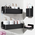 Nieifi Adhesive Shower Shelves, Black, 4 Pieces | Rustproof ABS, Large Capacity, Removable Design, Easy-Clean, No Drilling Shower Organizer for Bathroom Storage & Home Decor by Nieifi