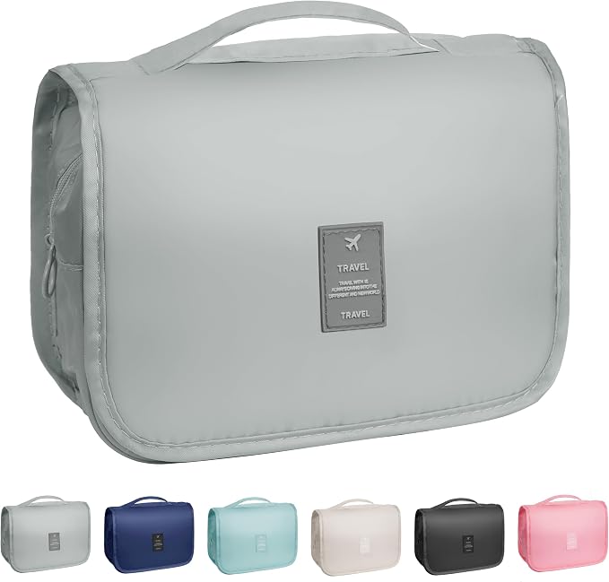 Toiletry Bag Travel Bag with Hanging Hook for Women Men,Light Grey | Waterproof Small Capacity Hanging Multifunctional Makeup Bag for Toiletries, Portable Cosmetic Bag Travel Organizer by Unknown