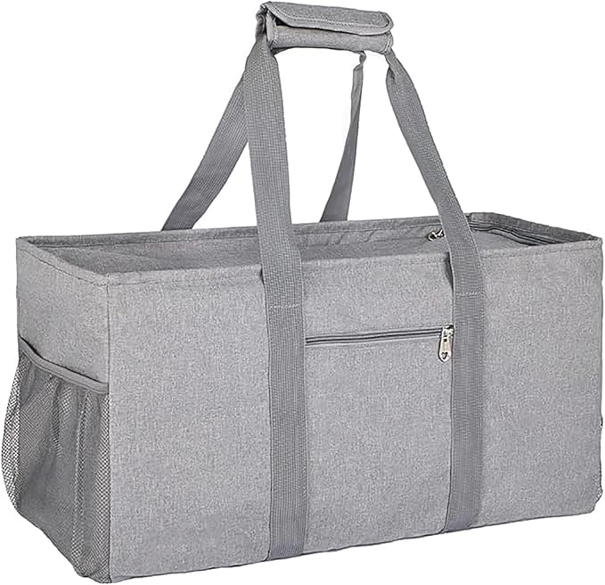Extra Large Utility Tote Bag - Reusable Grocery Bags Foldable Heavy Duty | Large Shopping Tote 4 Pockets & Reinforced Handles, Water-Resistant Collapsible Tote for Beach, Picnic, Car Storage by XINFULLWOL