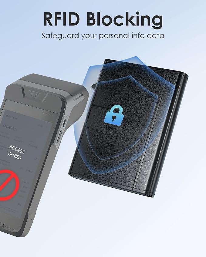 QLD Mens Wallet Card Holder - RFID Blocking Wallet for Men, Pop Up Aluminum Case, Trifold, Leather, Smart, Slim, Minimalist, Front Pocket - 9-11 Card Capacity | ID Window | Cash Slot - Image 3