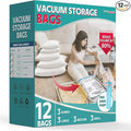 Vacuum Storage Bags, 80% Space Saver Bags for Clothing, Travel, Blankets, Comforters—Compression Bags with Hand Pump, 12 Combo by NEWUNISI