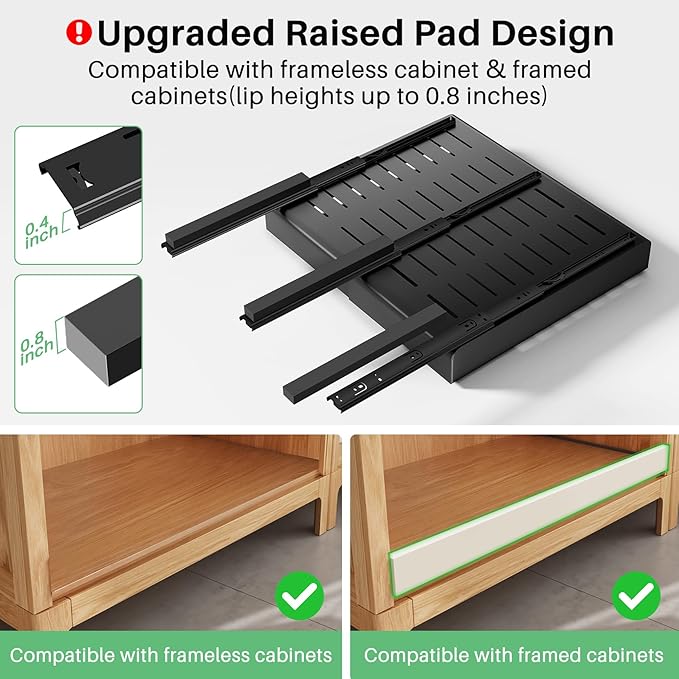 6 Pack Pull out Cabinet Organizer, Expandable(12"-20") Heavy Duty Slide out Drawer Fixed with Adhesive Nano Film for Pots, Roll out Shelf Storage for Kitchen Organization, Pantry, Bathroom(Black) - Image 3