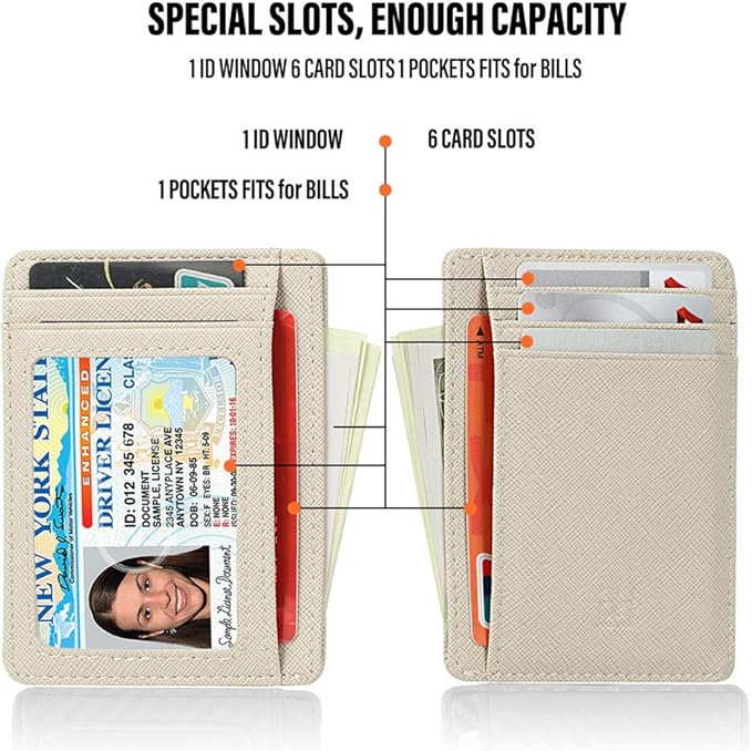 GH GOLD HORSE Slim RFID Blocking Card Holder Minimalist Leather Front Pocket Wallet for Women | Slim - Image 4