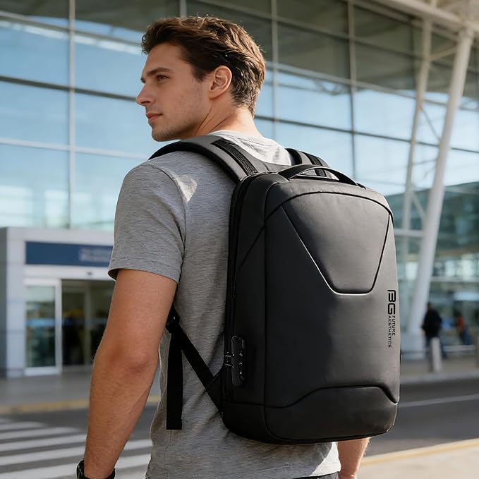 BANGE Anti-Theft Business Laptop Backpack, 15.6 Inch Lock Travel Backpack, Water-resistant Zippers with USB Charging Port, 16L Computer Bag for Men & Women - Image 9