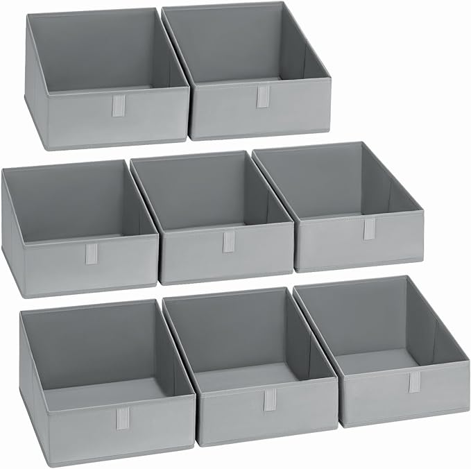 DIMJ Closet Storage Bins 8 Pack - Fabric Trapezoid Closet Organizer Bin, Foldable Storage Baskets for Shelves, Closet Shelf Organizer, Clothing Storage Box for Toys, Books, Towel, Clothes by DiMJ