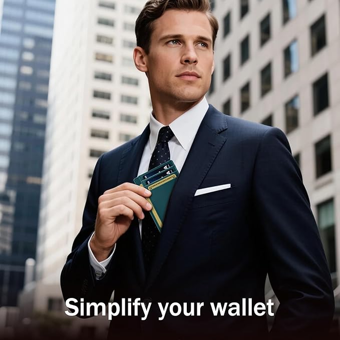 Travelambo 100% Genuine Leather Wallet for Men and Women, Slim Minimalist RFID Blocking Front Pocket Credit Card Holder with Gift Box - Image 3