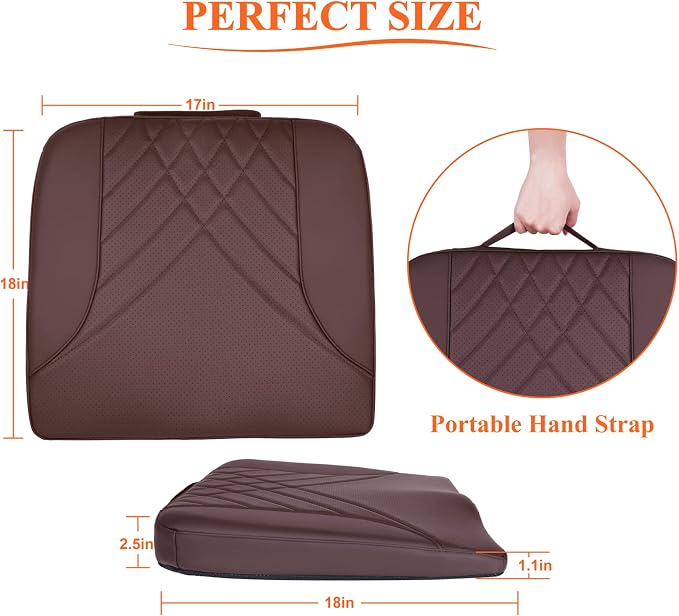 kingphenix Memory Foam Car Seat Cushion for Driving Comfort and Office Use | Coccyx and Lower Back Pressure Relief, Non-Slip Seat Cushion for Cars, Trucks, SUVs, Long Drives and Office Chairs, Brown - Image 8
