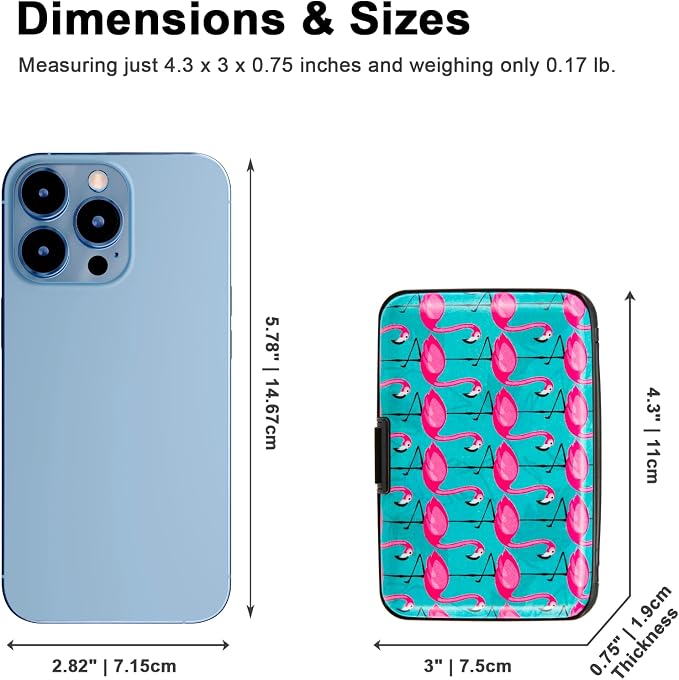 RFID Blocking Small Metal Credit Card Holder Wallet for Women Men Business Aluminum Protector Sleeves Slim Mini Cards Case (Pink Flamingos) - Image 5