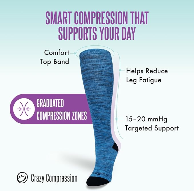 Crazy Compression Socks, Comfortable Support Socks for Recovery, Travel, Hiking, and Long-Hour Comfort w/Fun Designs - Image 3