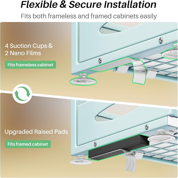Under Sink Organizer, 2-Pack Pull Out Cabinet Organizer 2 Tier Metal Slide Out Storage Shelf Rack, L-Shaped Adjustable Height,Mesh Sliding Drawer for Kitchen, Bathroom, Laundry, Pantry, Blue, XL - Image 7