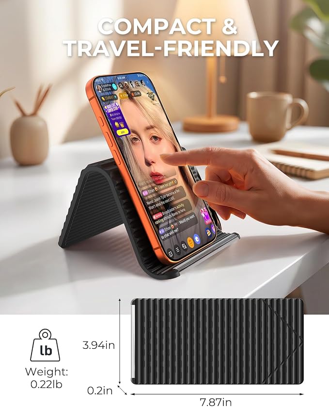 2026 Airplane Phone Holder, Flexible Silicone Portable Phone Stand | Foldable for Desk Bed Office, Travel Essentials Hands Free Mount for iPhone Tablet Laptop,Anti-Slip & Scratch-Resistant - Image 6