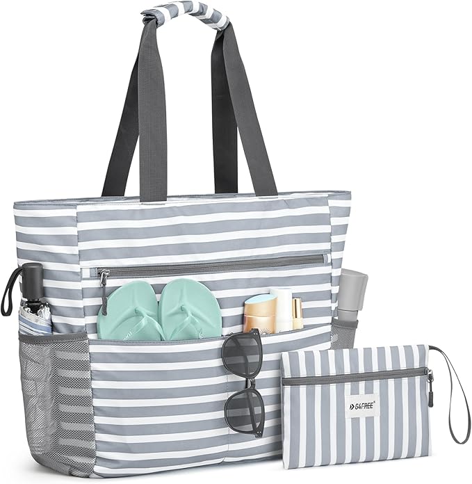 G4Free Beach Bag, Waterproof Sandproof Beach Tote Bag, Large Capacity Foldable for Women by G4Free