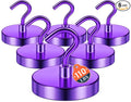 FINDMAG Magnetic Hooks, 110lbs Magnetic Hooks, 6 Pack, Purple by FINDMAG