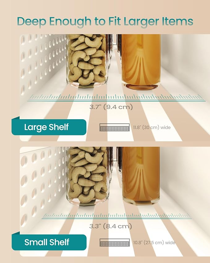 SONGMICS Strong 4 Pack Magnetic Spice Rack for Refrigerator for Organizers | Shelves for Microwave, Washing Machine, 2 Large and 2 Small, Cream White, BEQUE Collection UKCS061W01 - Image 7