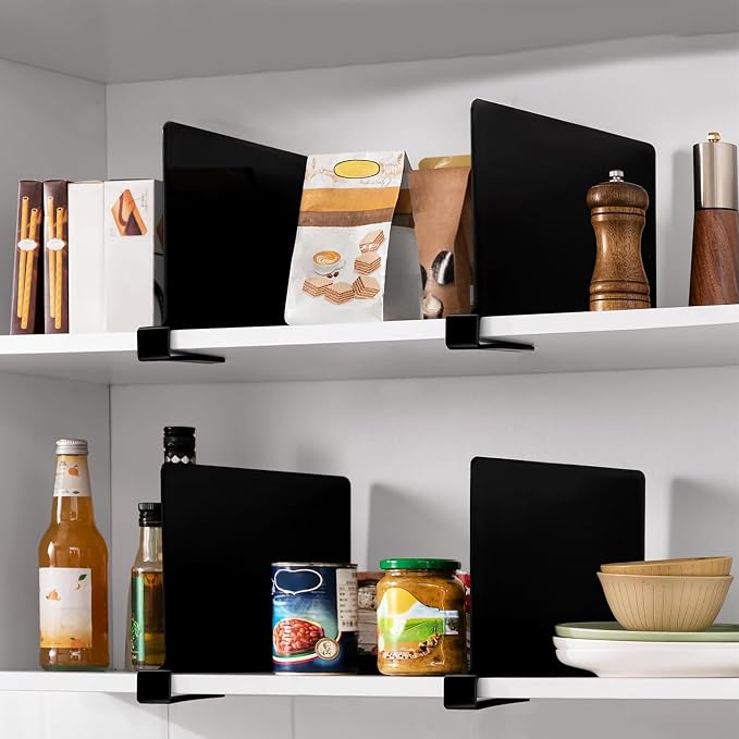 HBlife 8 Pack Black Shelf Dividers, Vertical Purse Organizer for Closet Perfect for Sweater, Shirts, Handbags in Bedroom and Kitchen, Adjustable Acrylic Bookshelf for Organization - Image 8