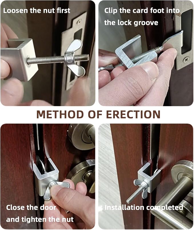 Portable Anti-Theft Door Safety Lock,Stainless Steel Stopper Portable Door Lock,Hotel Travel Door Lock for Additional Privacy Safety Door Lock Security Devices (Silver, 3.15 inches) - Image 7