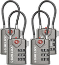 SURE LOCK TSA Approved Luggage Locks with Open Alert Indicator, 3 Digit Combination Cable Travel Lock for Suitcase, Backpack, Gym Locker, Toolbox & Travel Bag(Grey 4 Pack) by Hopeyoucanstaysafe
