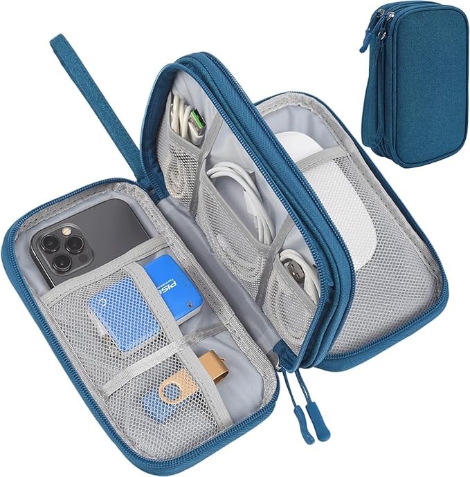 CAOODKDK Electronic Organizer Travel Cable Accessories Bag, Waterproof Electronic Organizer Case, Accessories Organizer Bag for Power Bank, Charging Cords, Chargers, USB Cable, Earphones (Dark Green) by Unknown