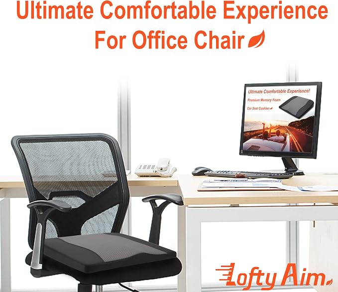 Lofty Aim Car Seat Cushion, Memory Foam Car Seat Cushions for Long Driving | Comfy Car Seat Pillow for Pain Relief, Driver Seat Cushion Adds Height, Butt Cushion for Car, Truck, Office Chair, B&G - Image 4