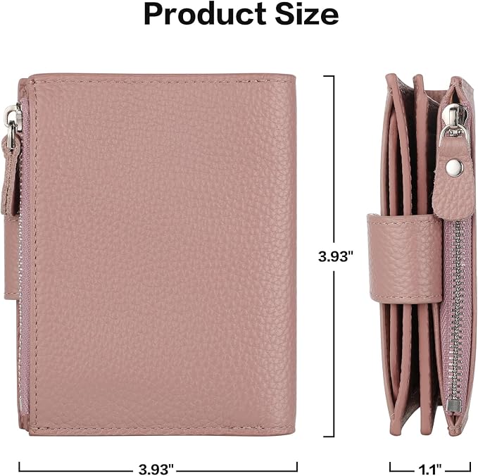 Small Compact Women Wallet RFID Blocking Genuine Leather Bifold Purse with ID Windows - Image 5