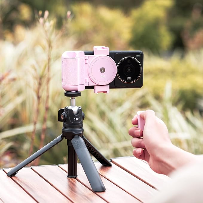 Phone Camera Grip Smartphone Photography Shooting Clip with Tripod Mount & Detachable Wireless Shutter Remote Control, Phone Selfie Grip Handle Stand for iPhone Samsung Android Phone Vlog Video Pink - Image 4