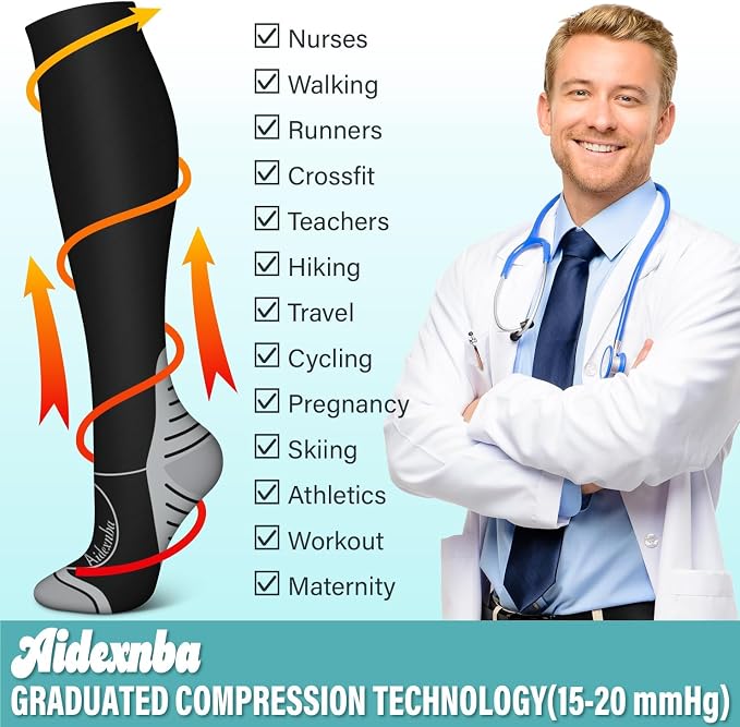 3 Pack Compression Socks - Compression Socks Women and Men, 15-20mmHg, Best for Nurses, Travel, Pregnancy - Image 4