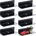 Maitys 8 Pcs Black Acrylic Floating Shelves Back to School Supplies 9 Inches Adhesive Wall Mounted Shelves No Drill Hanging Acrylic Wall Display for Living Room Bathroom Bedroom Kitchen Office by Maitys