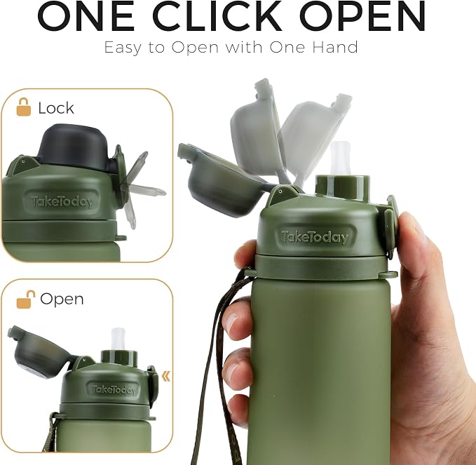 TakeToday Collapsible Water Bottles 21oz (600mL), Foldable Platinum Silicone Travel Water Bottle with Straw & Carry Strap, Leak-Resistant Screw Lid, Wide Mouth, BPA-Free for Hiking, Camping, Travel - Image 8