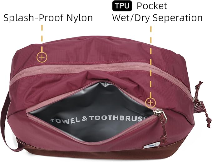 Travel Toiletry Bag For Women, 8L Large Packing Cube with Waterproof TPU Wet/Dry Compartment - Image 7