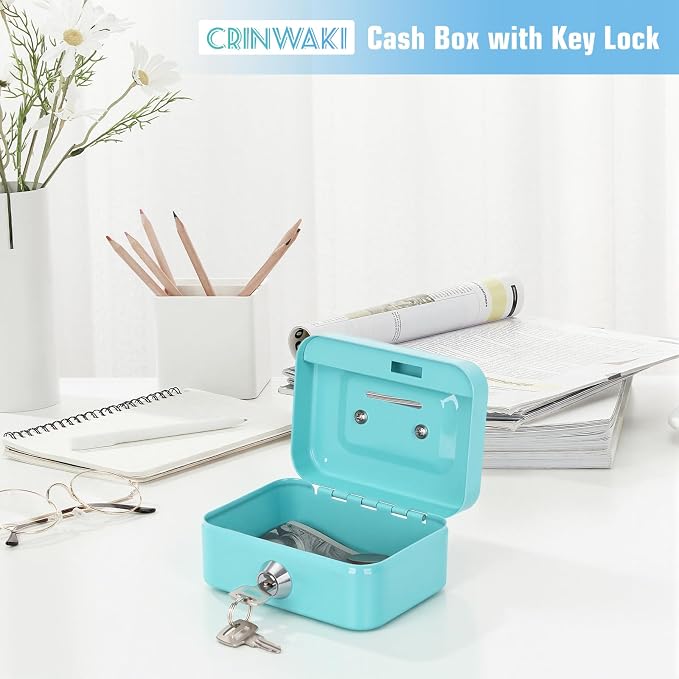 Cash Box with Lock Small Cute Coin Lock Box with Money Slot Mini Portable Winners Bank Safe Box 4.5"x3.4"x2.4" Green - Image 7