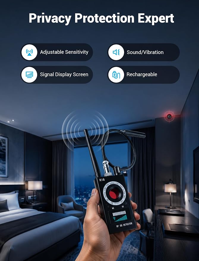 Hidden Camera Detectors, 3-in-1 GPS Tracker Detector, Bug Detector, Ultra-Long Battery Life, RF Detector for Airbnb, Hotels, Bathroom, Home, Office - Image 5