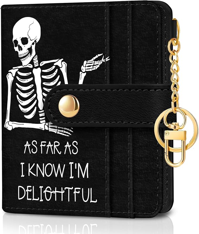 Jogjam Skull Skeleton Rfid Women Wallet, Small Slim Thin Credit Card Holder | PU Leather Bifold Cash Zipper Coin Pocket ID Window, for Female Ladies Teen Girls Girly Gifts by Jogjam