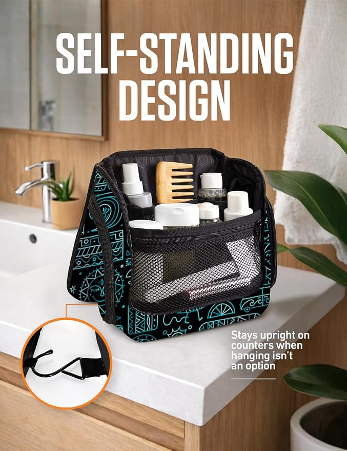 VENTURE 4TH Hanging Travel Toiletry Bag, 17 Compartments - Surfing Vibes | Hangs on rails, hooks or doors; stands upright too. Removable TSA pouch. Water-resistant 900D Nylon, reinforced stitching. - Image 5
