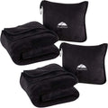 BlueHills 2-Pack Premium Soft Travel Blanket Pillow Airplane Plush - Black | Travel Blanket Pillows for 2, Matching Zipper Case, Hand Luggage Belt & Backpack Clip, Must Have Airplane Travel Essentials by BlueHills