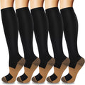 5/6 Pairs Graduated Compression Socks for Women&Men 20-30mmhg Knee High Socks Travel Hiking Running Stocking by HiClasmix