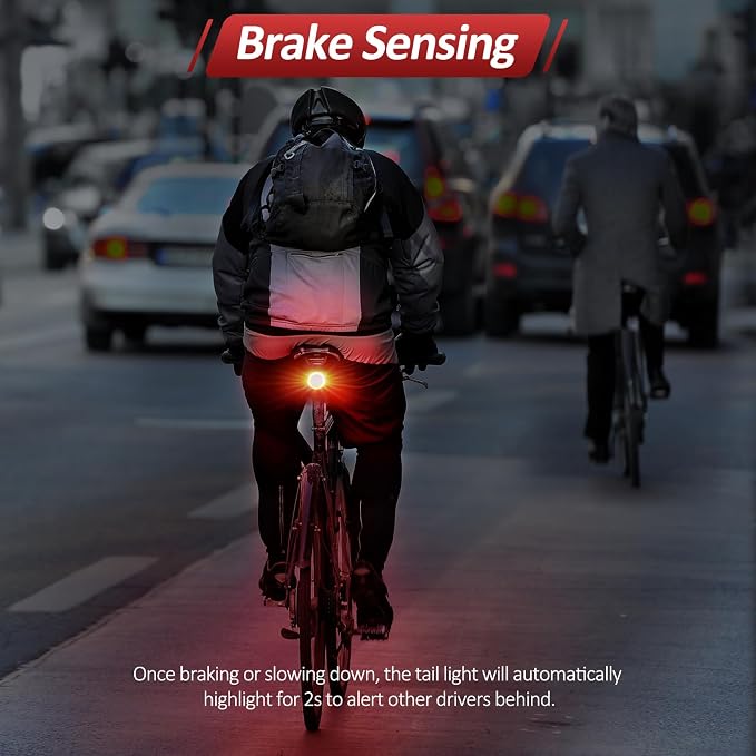 Bike Alarm with Remote, Bike Tail Light & Brake Light Auto ON/Off USB-C Rechargeable, 110dB Bicycle Alarm System Anti Theft Vibration Motion Sensor for Bike, Ebike, Scooter, IP65 Waterproof - Image 6