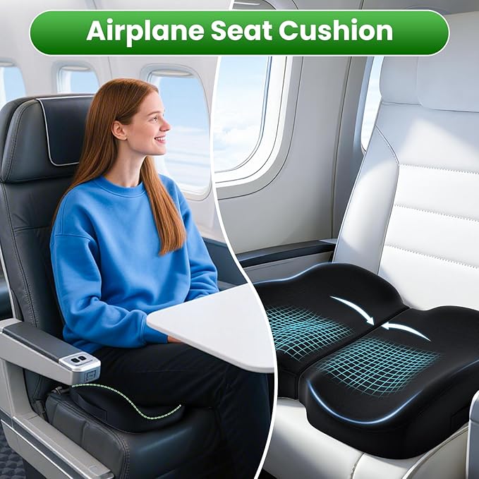 A-Pce Foldable Travel Seat Cushion-with Built-in Handles，Black | Ergonomic design, Memory Foam Cushions for Home & Office Use, Perfect for Travel or Driving - Image 5