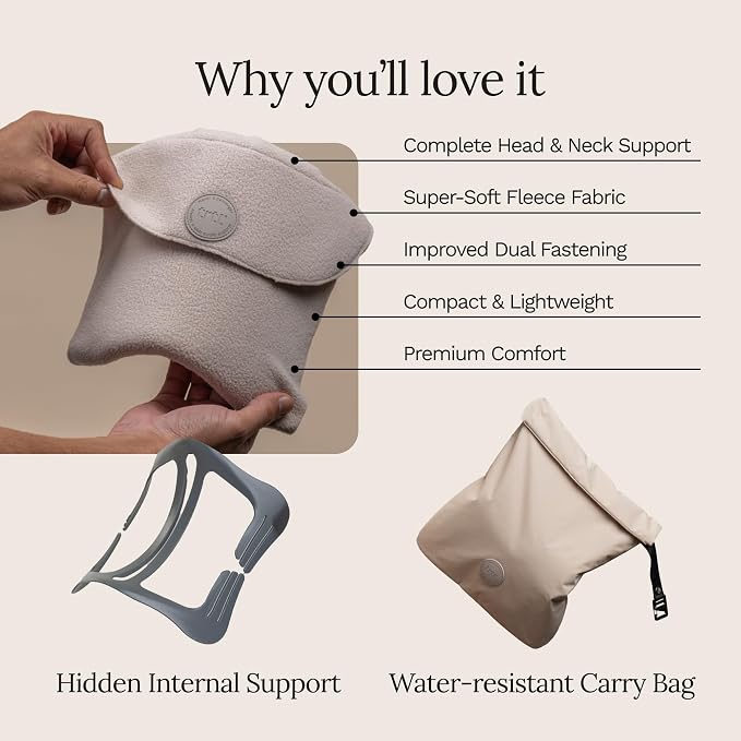 Trtl Travel Pillow Original 2.0 – Scientifically Proven Super Soft Travel Pillow with Premium Head & Neck Support – for Airplane Travel – Machine Washable – Lightweight & Compact – Sand Beige - Image 5